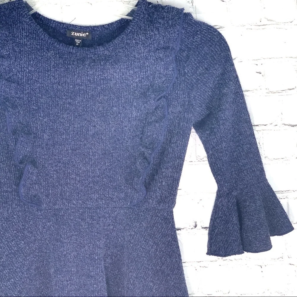 new-zunie 3/4 Length BellSleeve Sweater Knit Dress - Picture 3 of 16